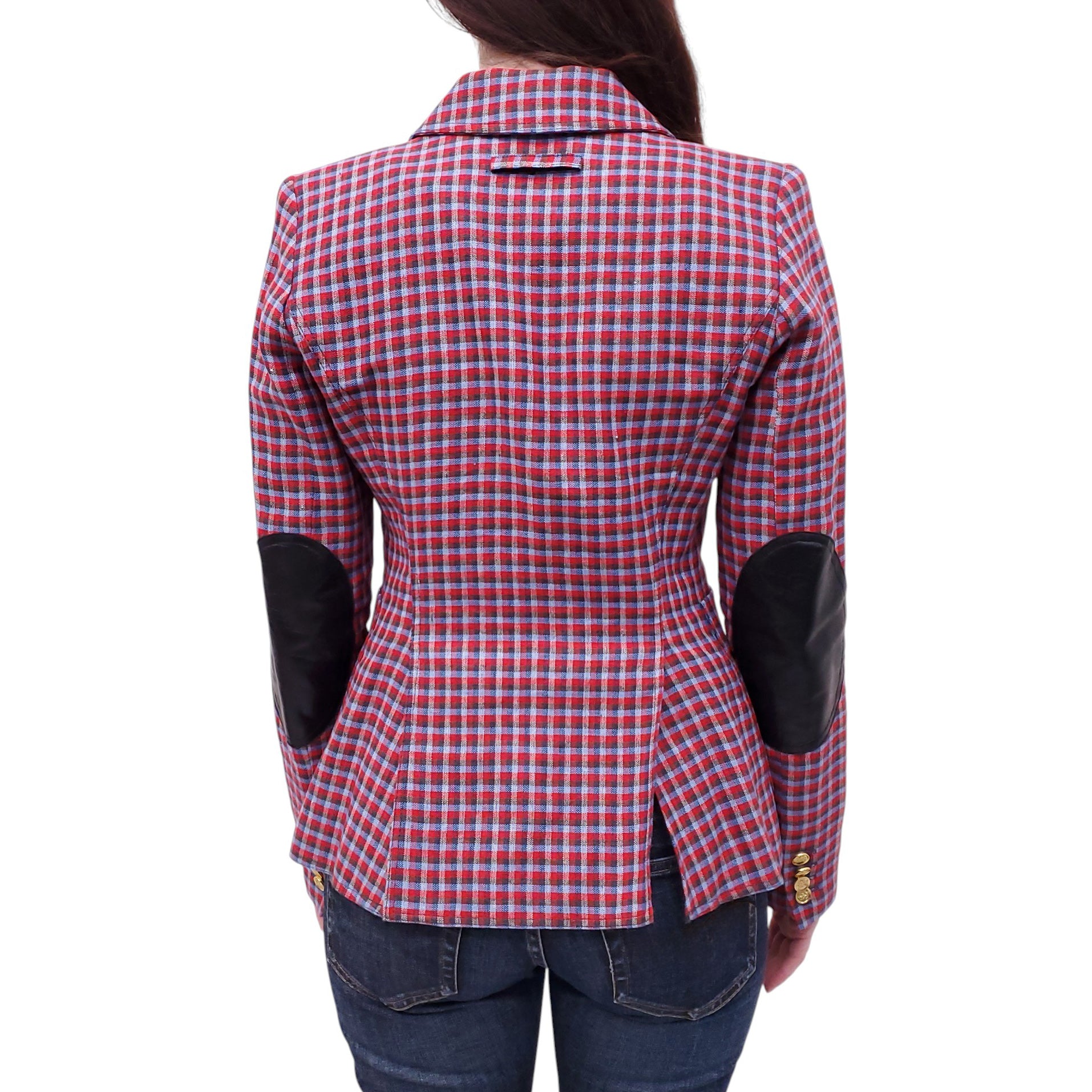 SMYTHE RED AND BLUE PLAID DUCHESS BLAZER - SIZE 6