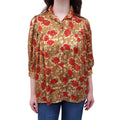 SMYTHE RED AND BROWN FLORAL BLOUSE - SIZE S
