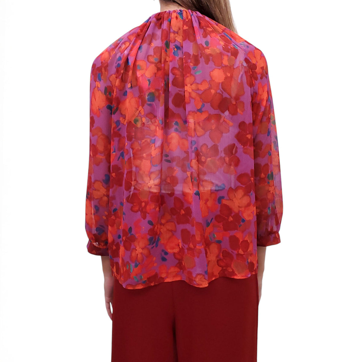 SMYTHE RED FLORAL BLOUSE - SIZE XS