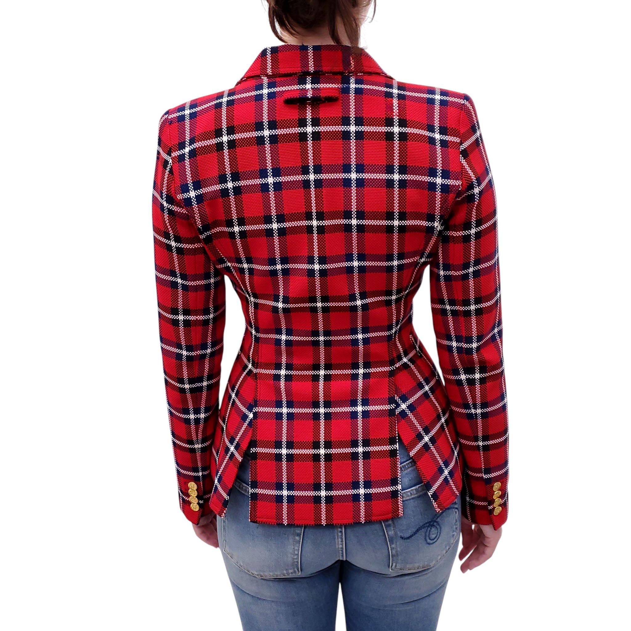 SMYTHE RED PLAID DUCHESS BLAZER - SIZE 6