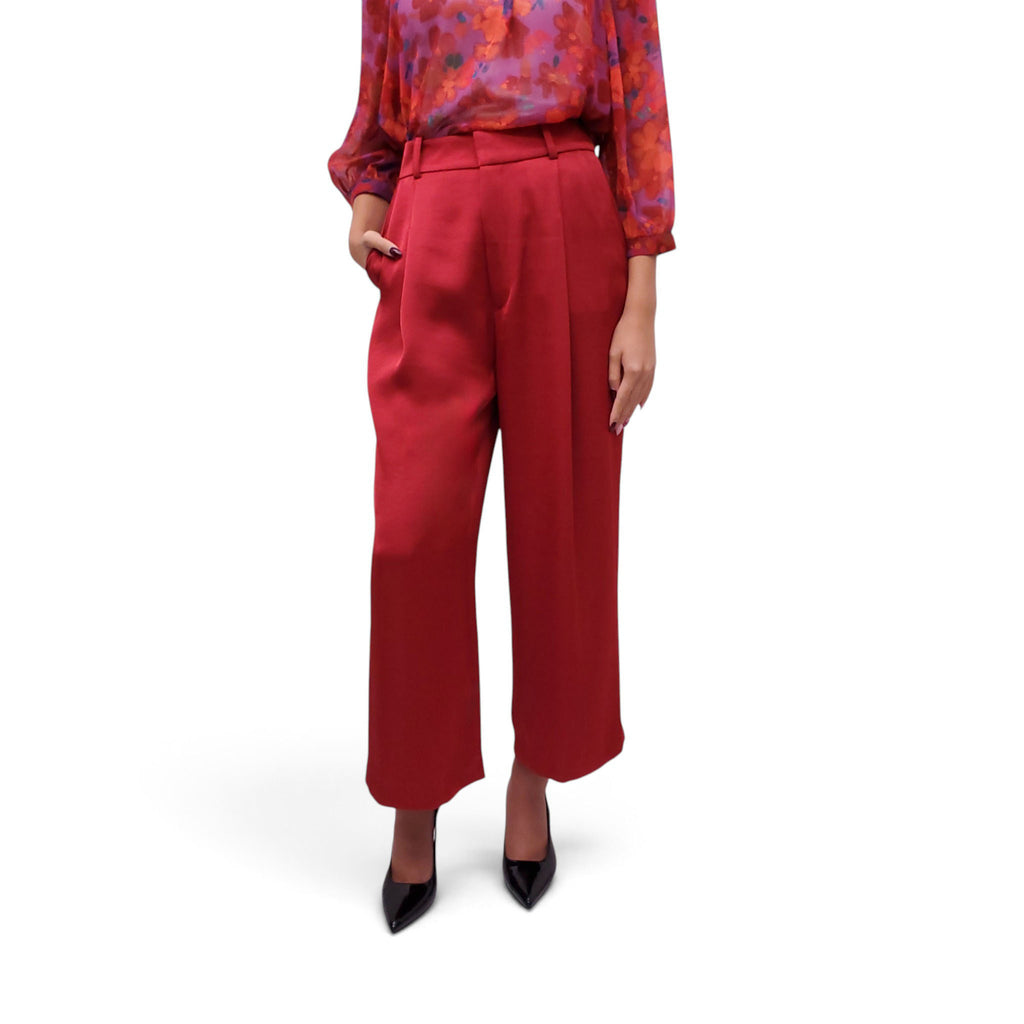 SMYTHE RED SATIN TROUSERS - SIZE 2