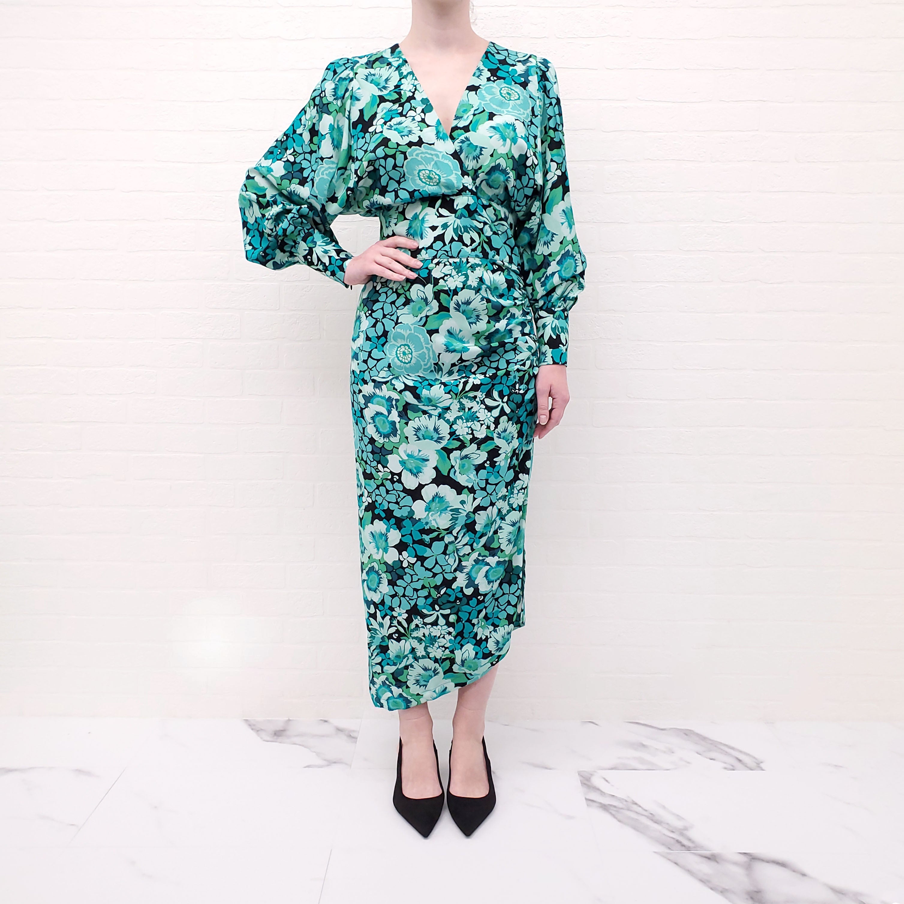 SMYTHE TURQUOISE FLORAL DRESS - SIZE 2