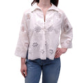 SMYTHE WHITE FLORAL BLOUSE WITH EYELET DETAILS - SIZE XS