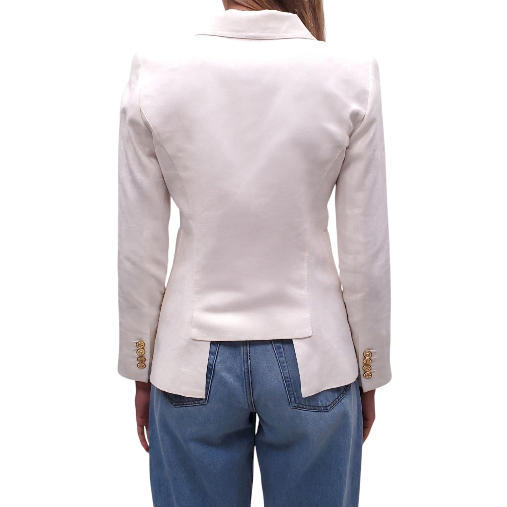 SMYTHE WHITE LINEN DUTCHESS BLAZER - SIZE 4