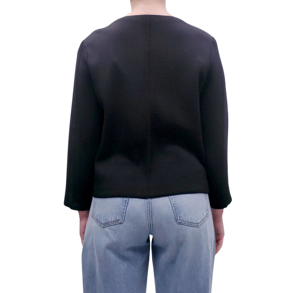 SONIA RYKIEL BLACK CARDIGAN WITH BLUE AND PINK FRINGE DETAILS - SIZE S