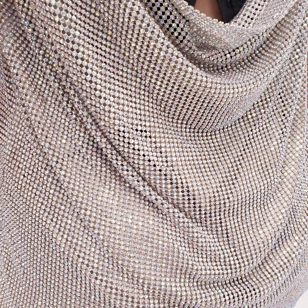 SPORTMAX SILVER RHINESTONE SILVER DRESS - SIZE XS