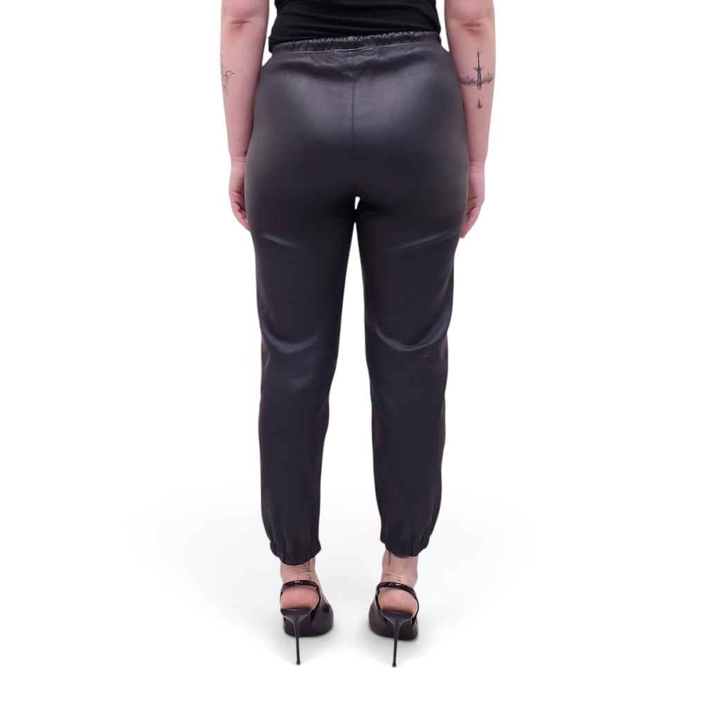 SPRWMN NAVY LEATHER PANTS - SIZE XS