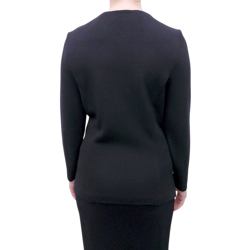 ST. JOHN COLLECTION BLACK SKIRT SET WITH GOLD BUTTONS - SIZE 8