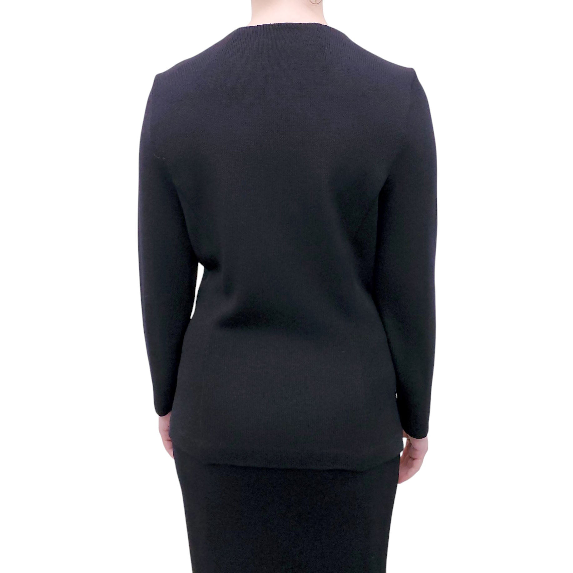ST. JOHN COLLECTION BLACK SKIRT SET WITH GOLD BUTTONS - SIZE 8