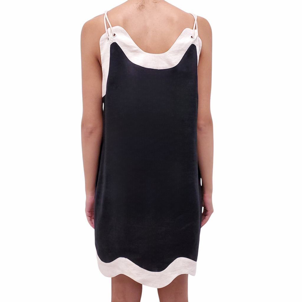 STAUD LINEN DRESS WITH ROPE DETAIL - SIZE L