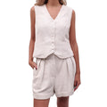 STAUD LINEN VEST SHORT SET - SIZE M