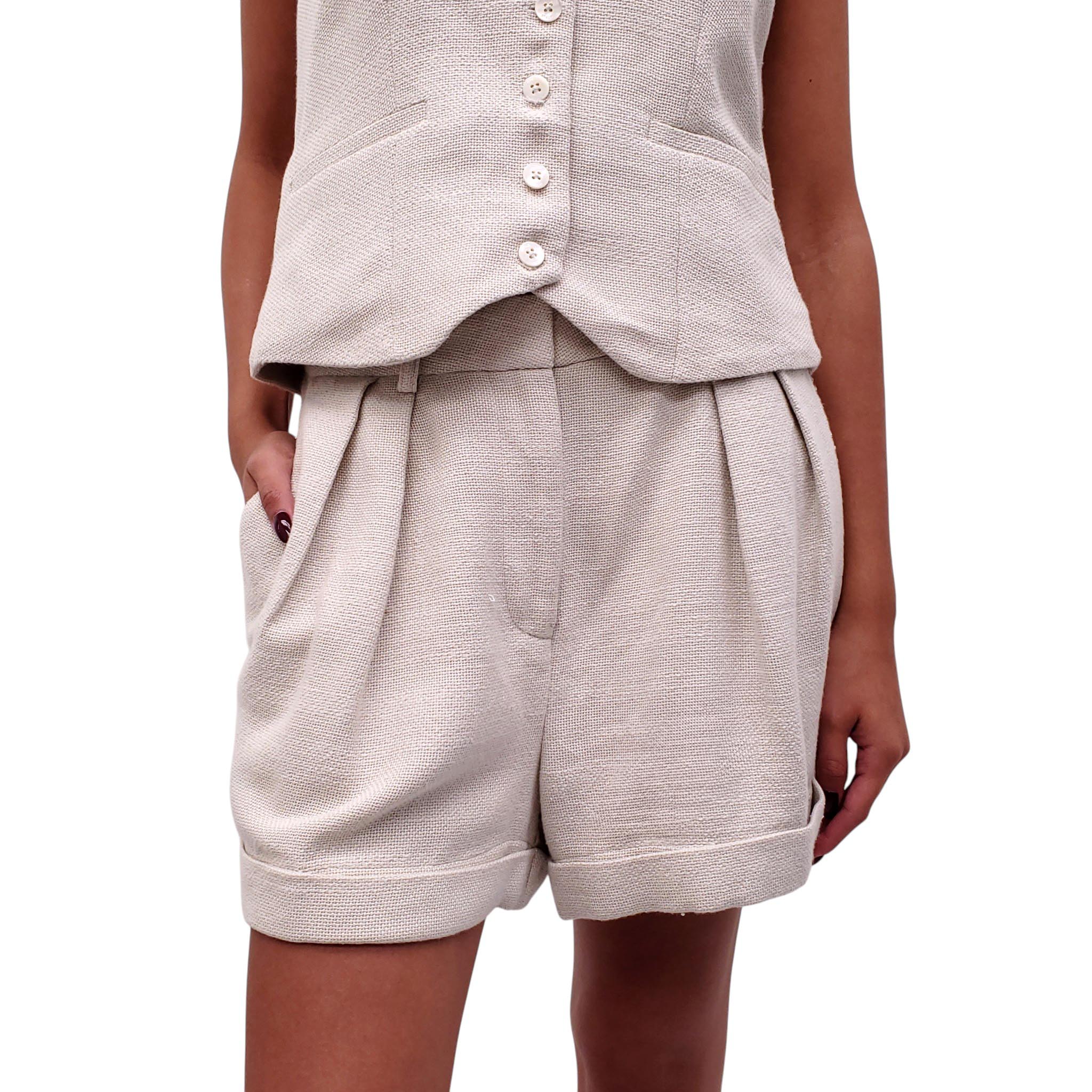 STAUD LINEN VEST SHORT SET - SIZE M