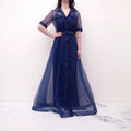 STAUD MESH BLUE DRESS WITH BELT - SIZE 4