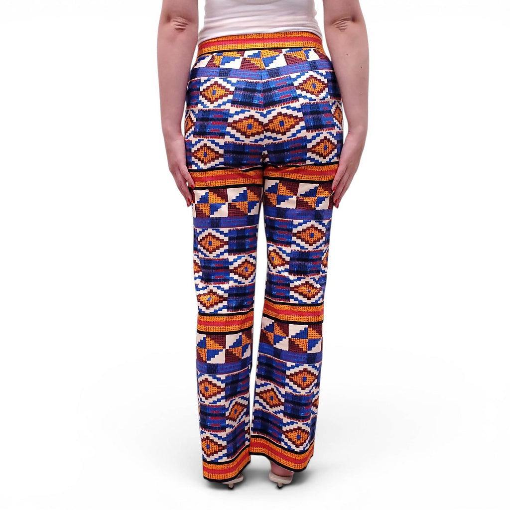 STELLA JEAN BLUE AND ORANGE PATTERNED TROUSERS - SIZE 44