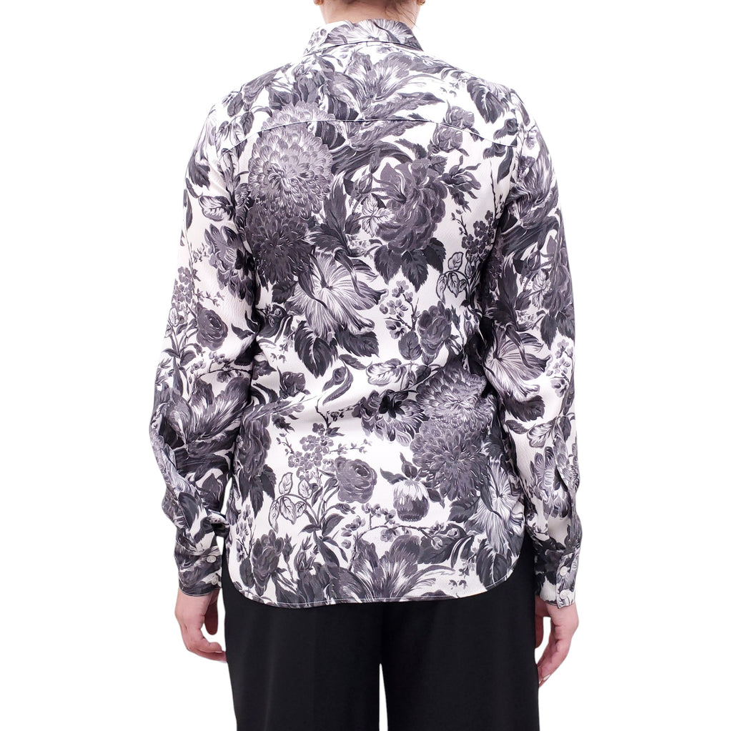 STELLA MCCARTNEY BLACK AND CREAM FLORAL PATTERNED BLOUSE - SIZE 40