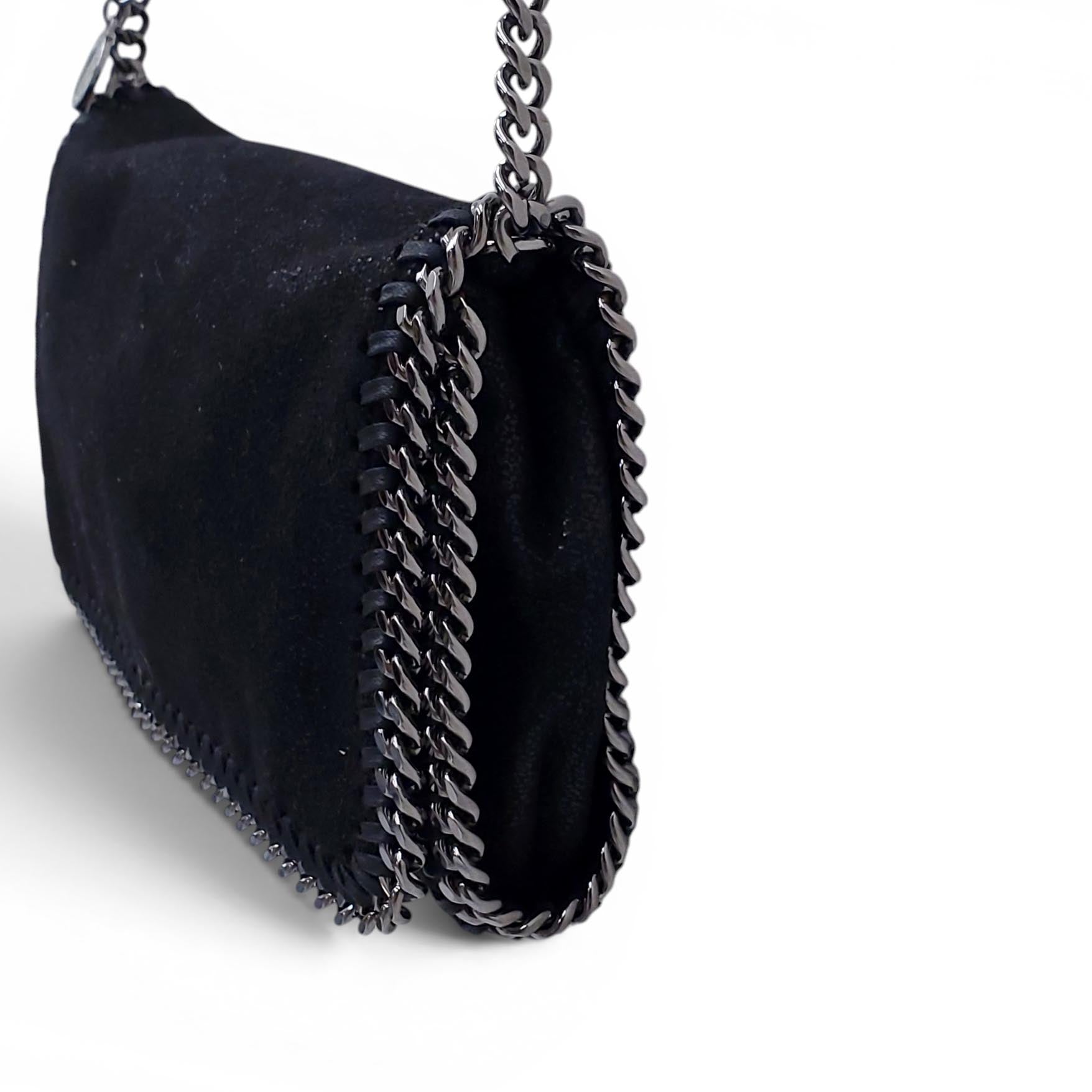 STELLA MCCARTNEY BLACK AND SILVER 'FALABELLA' CROSSBODY BAG