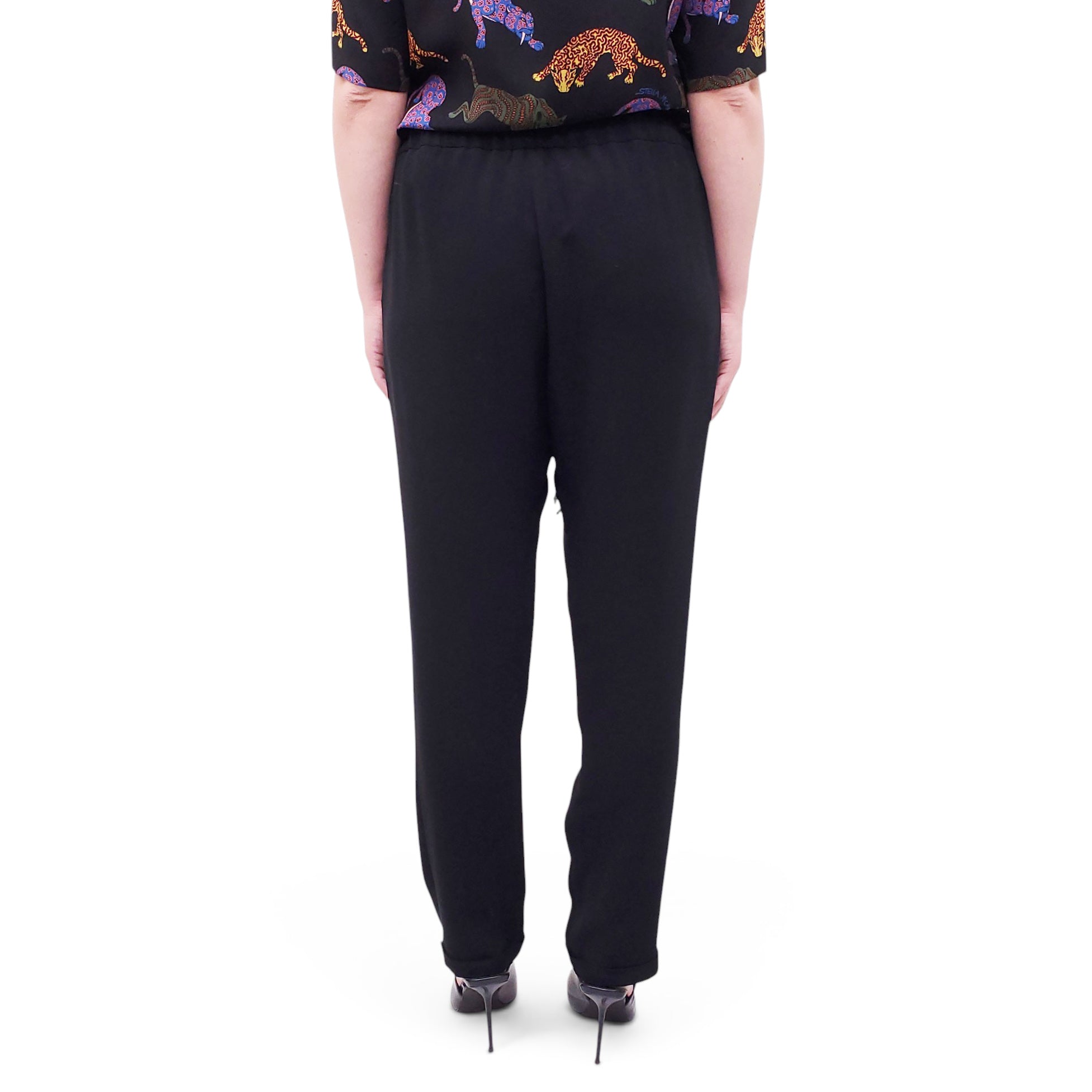 STELLA MCCARTNEY BLACK ELASTIC WAIST TROUSERS - SIZE 46