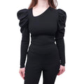 STELLA MCCARTNEY BLACK FITTED TOP WITH PUFFED SHOULDER SLEEVE DETAIL - SIZE 38