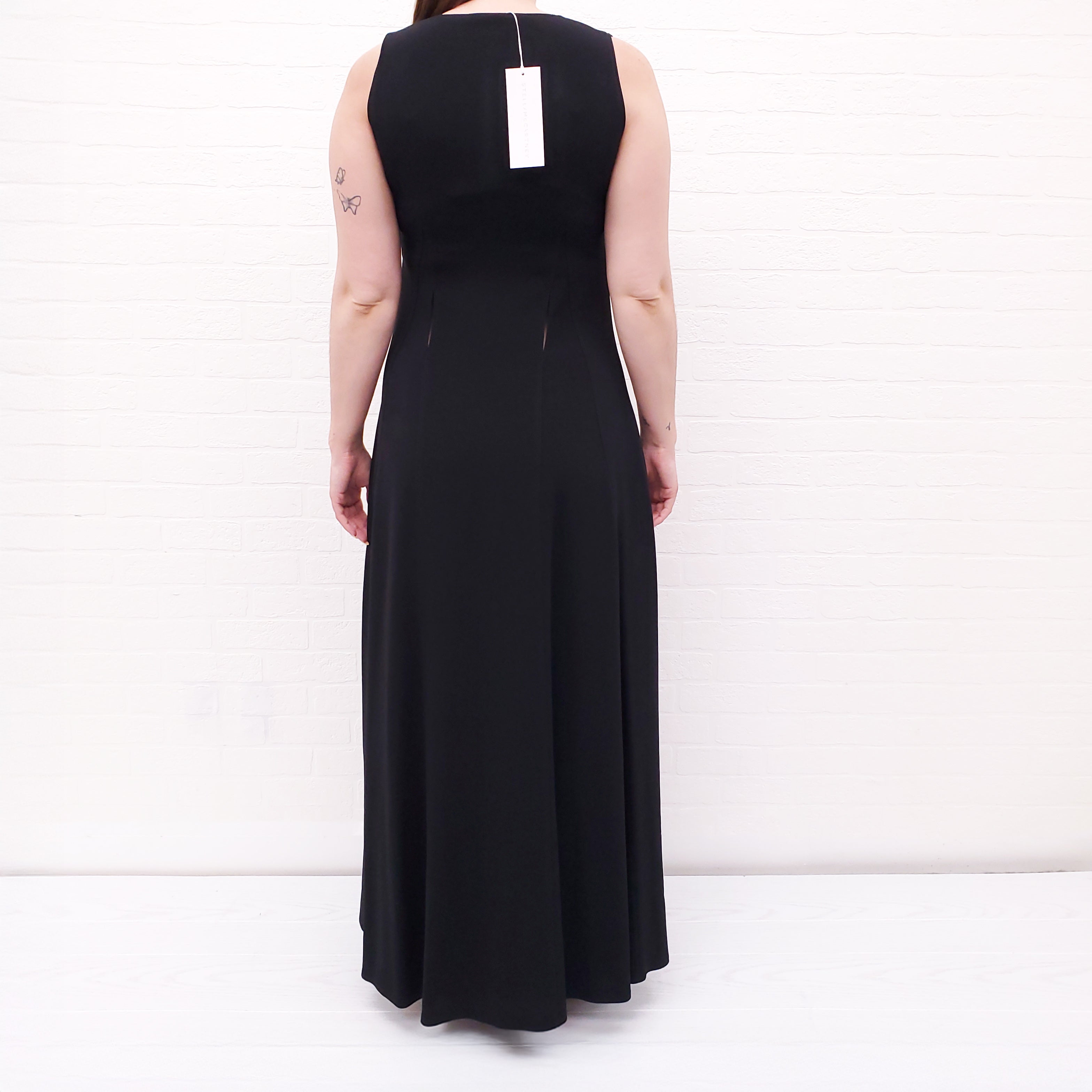 STELLA MCCARTNEY BLACK GOWN WITH WAIST CUT OUTS - SIZE 40