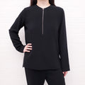 STELLA MCCARTNEY BLACK LONG SLEEVED BLOUSE WITH ZIPPER - SIZE 38
