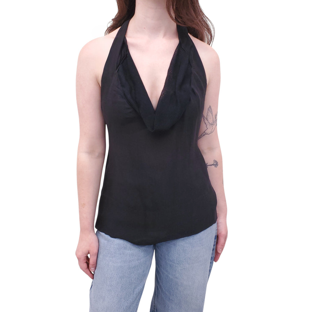 STELLA MCCARTNEY BLACK SHEER BLOUSE - SIZE 38