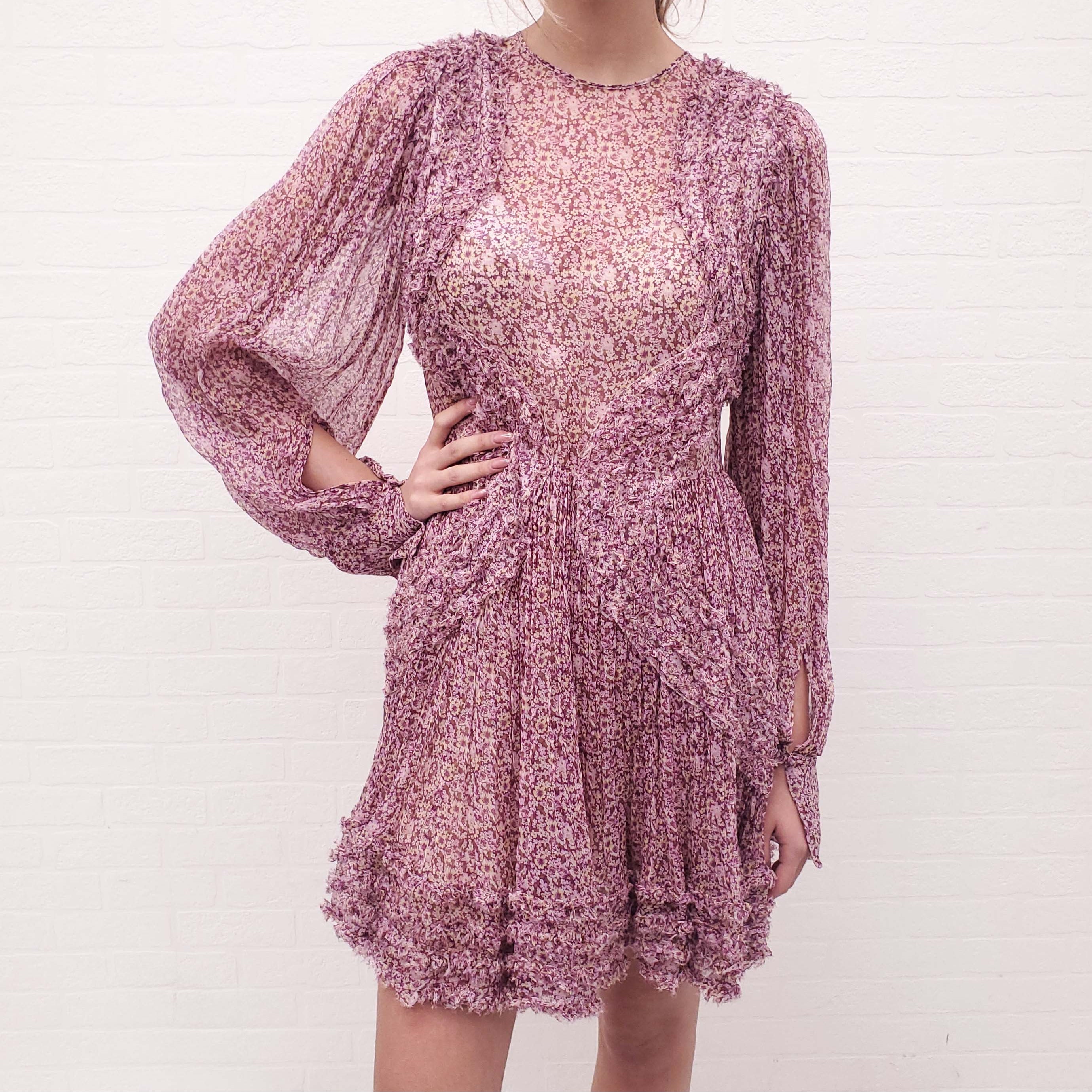 STELLA MCCARTNEY FLORAL SILK LAYERED DRESS - SIZE 42