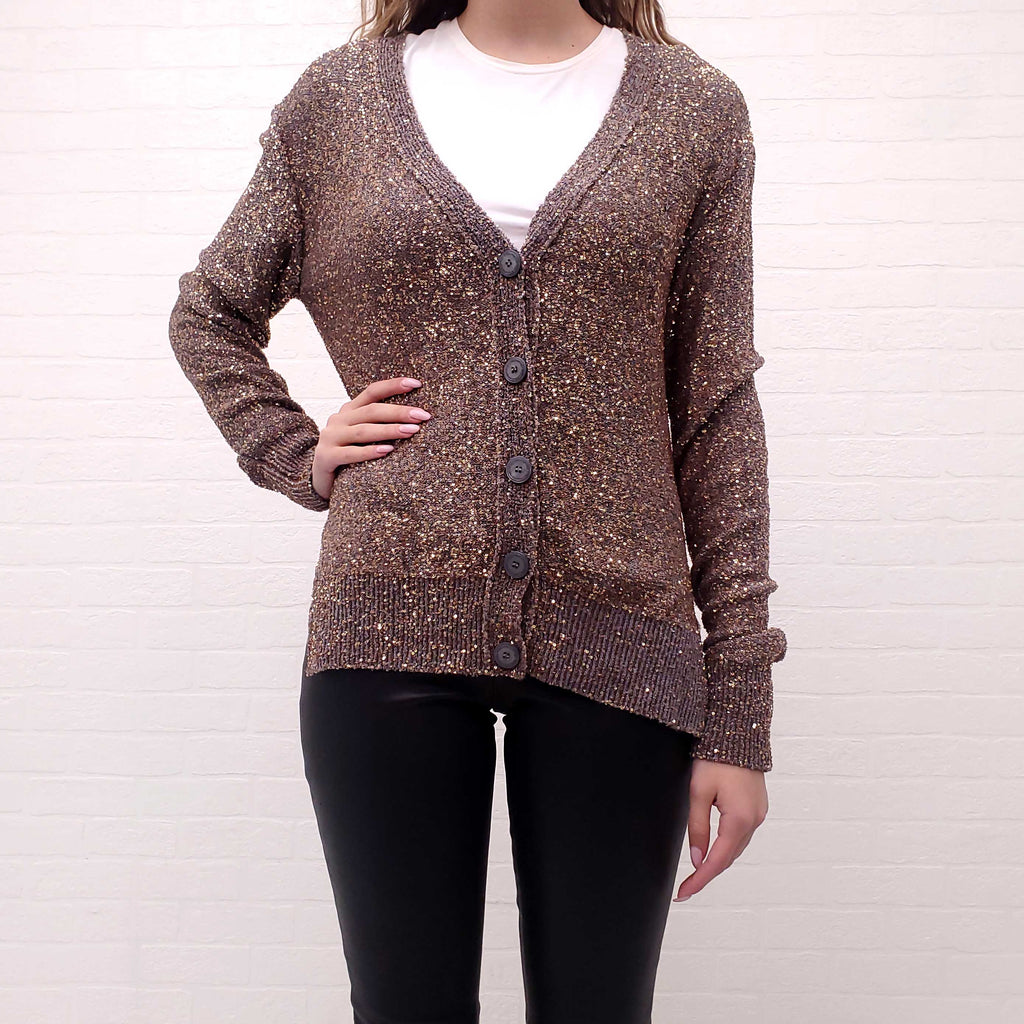 STELLA MCCARTNEY GOLD SEQUIN CARDIGAN - SIZE 42