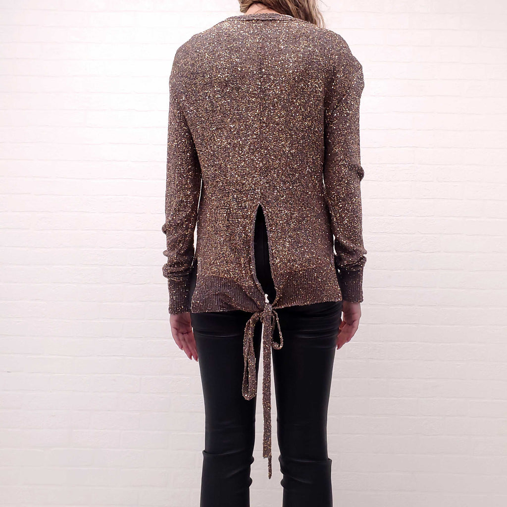 STELLA MCCARTNEY GOLD SEQUIN CARDIGAN - SIZE 42