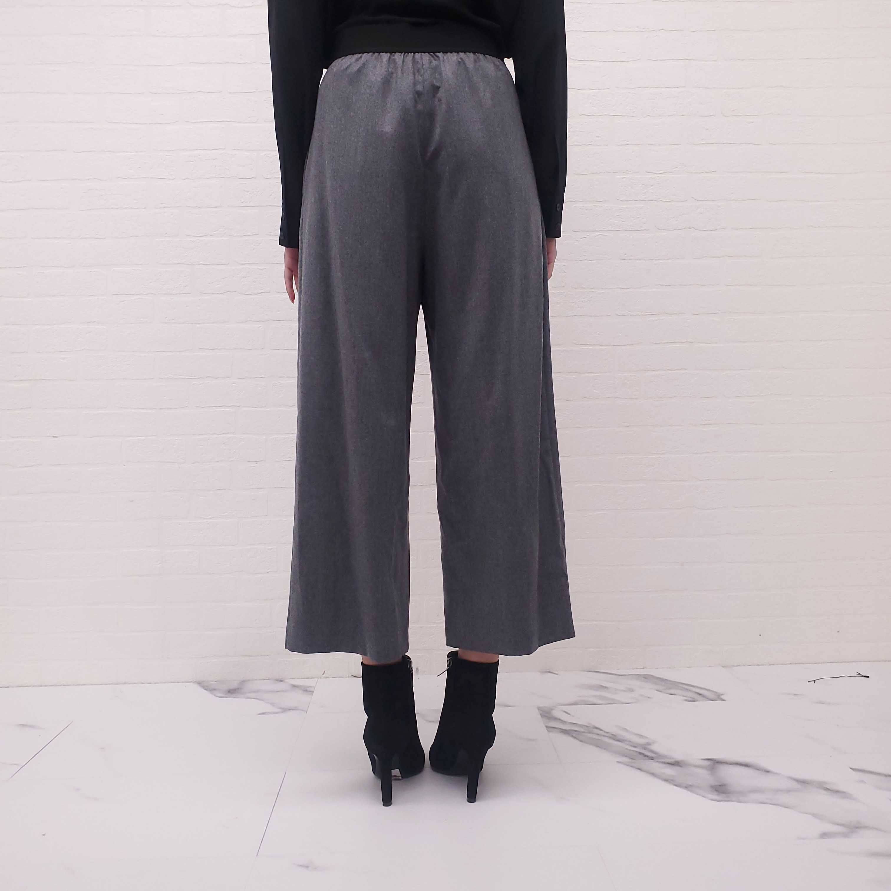 STELLA MCCARTNEY GREY WOOL TROUSERS WITH ELASTIC WAIST - SIZE 42