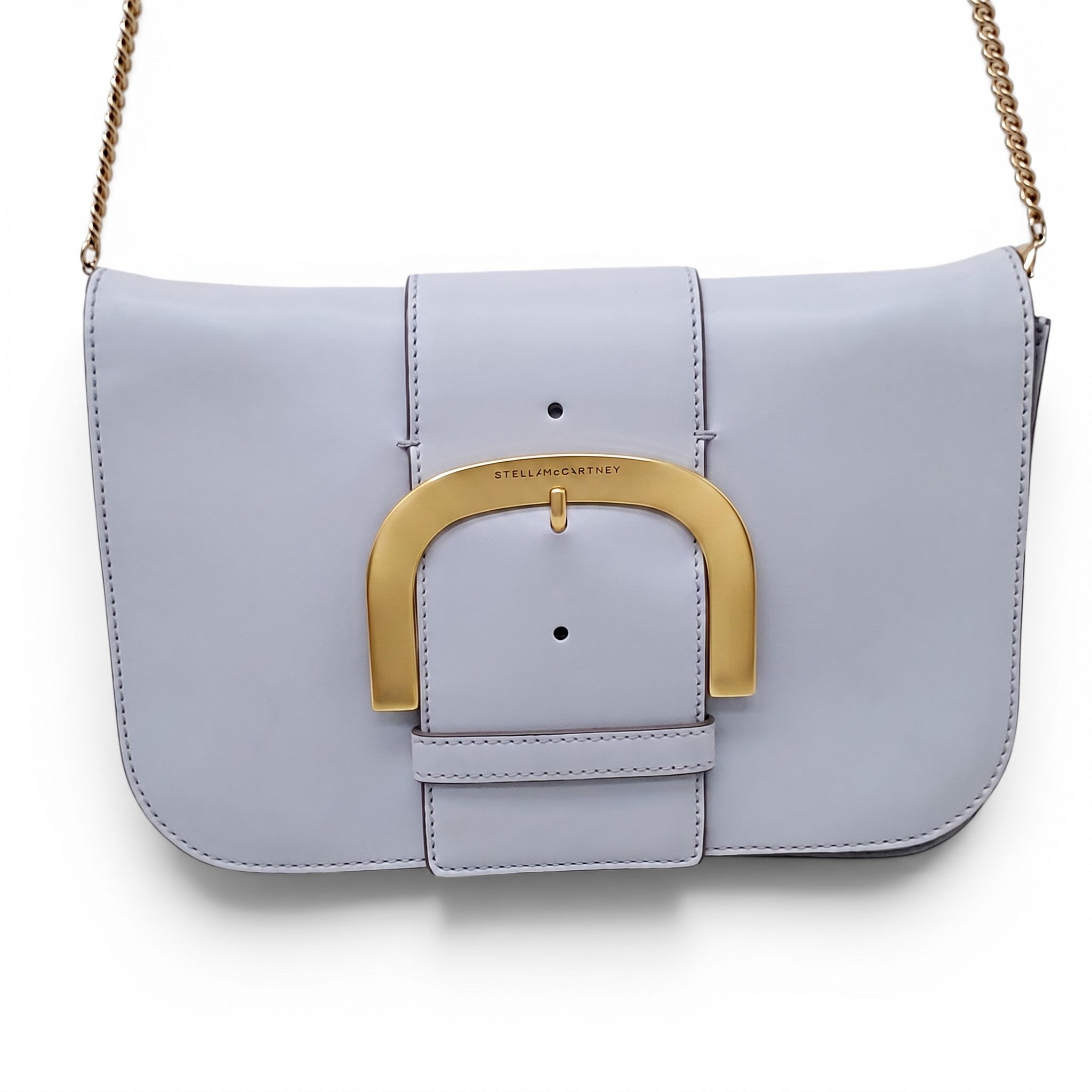 STELLA MCCARTNEY LIGHT BLUE VEGAN LEATHER BAG WITH GOLD HARDWARE