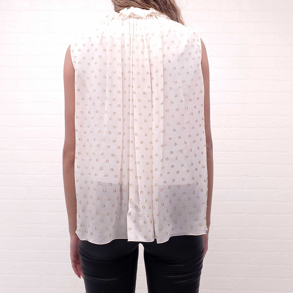 STELLA MCCARTNEY METALLIC SLEEVELESS BLOUSE - SIZE 40