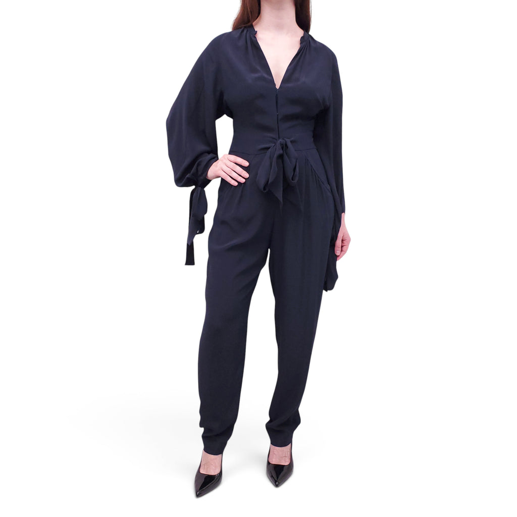 STELLA MCCARTNEY NAVY JUMPSUIT WITH TIE DETAILS - SIZE 40