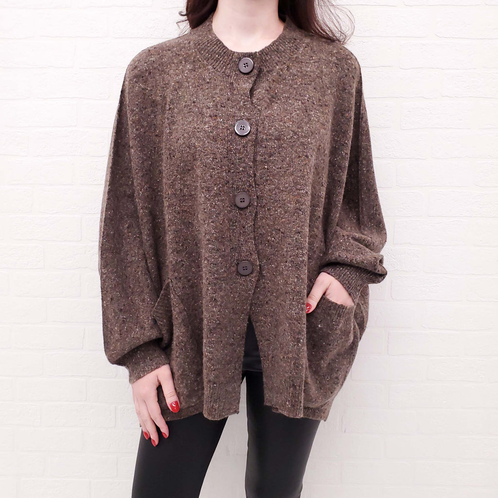 STELLA MCCARTNEY OVERSIZED BROWN SALT AND PEPPER SWEATER - SIZE 40
