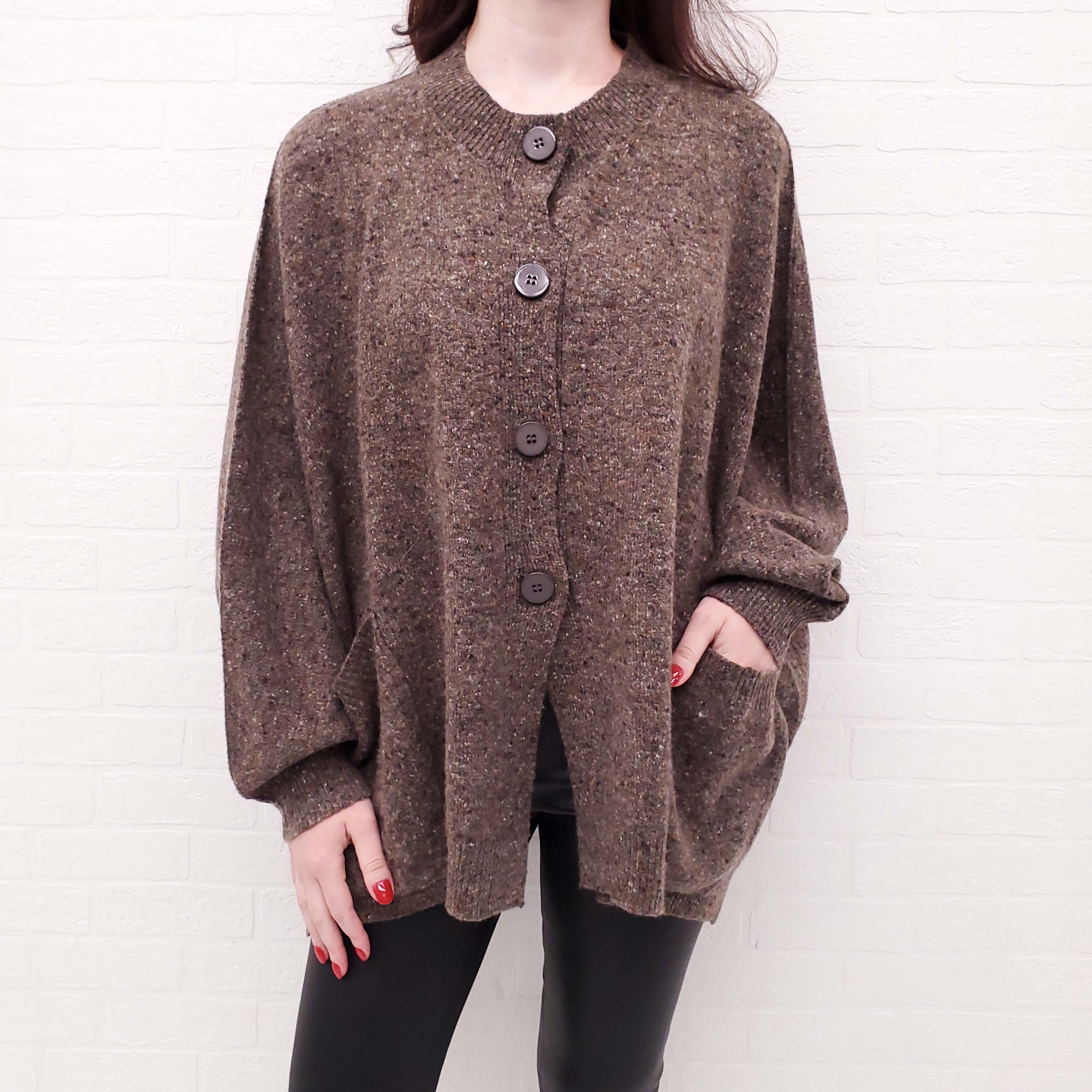 STELLA MCCARTNEY OVERSIZED BROWN SALT AND PEPPER SWEATER - SIZE 40