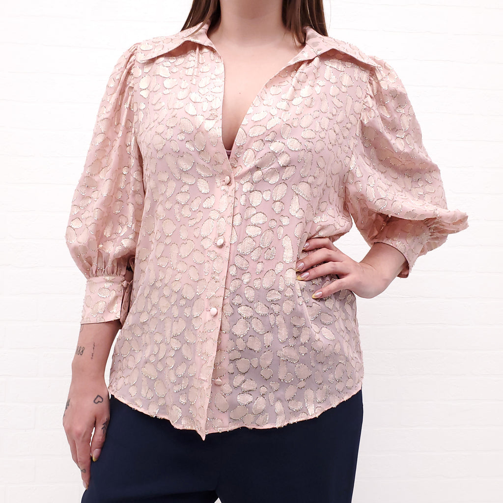 STELLA MCCARTNEY PINK AND GOLD BLOUSE - SIZE 42