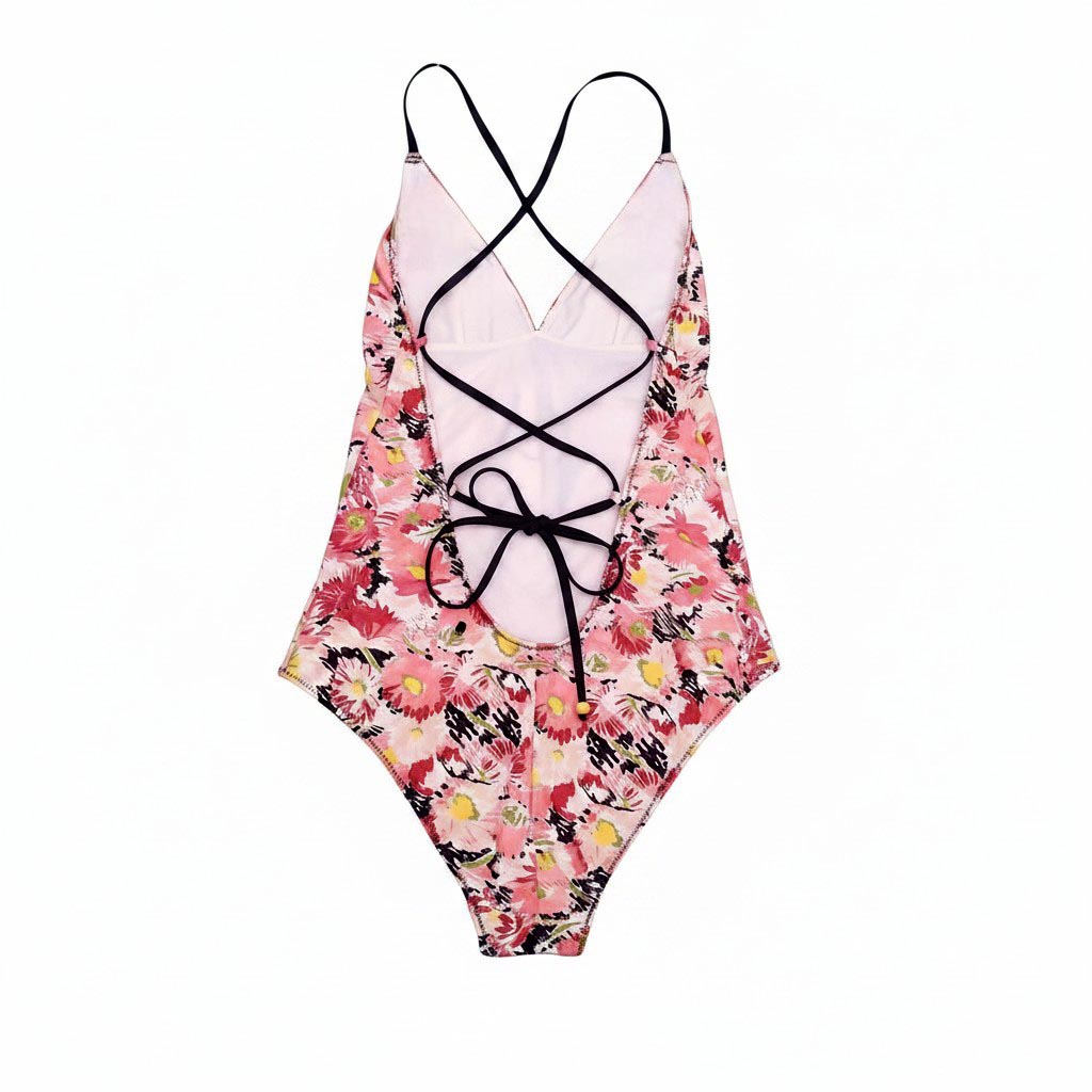 STELLA MCCARTNEY PINK AND YELLOW FLORAL ONE-PIECE SWIMSUIT - SIZE S