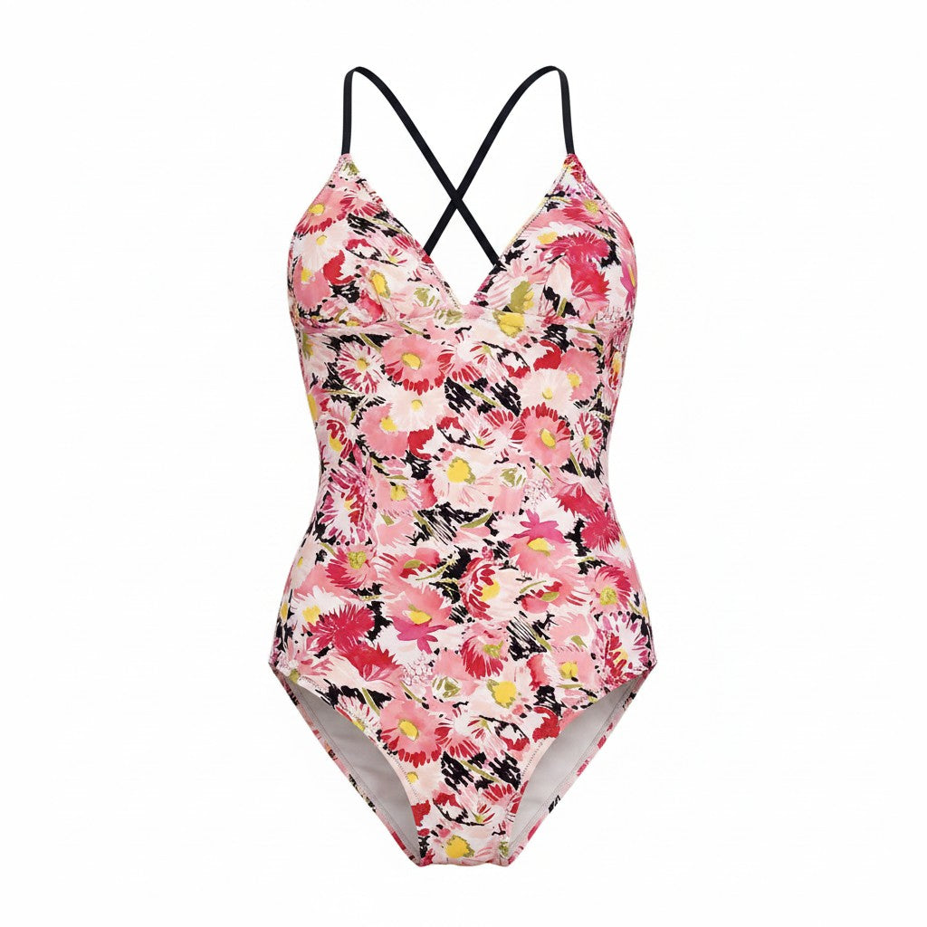 STELLA MCCARTNEY PINK AND YELLOW FLORAL ONE-PIECE SWIMSUIT - SIZE S