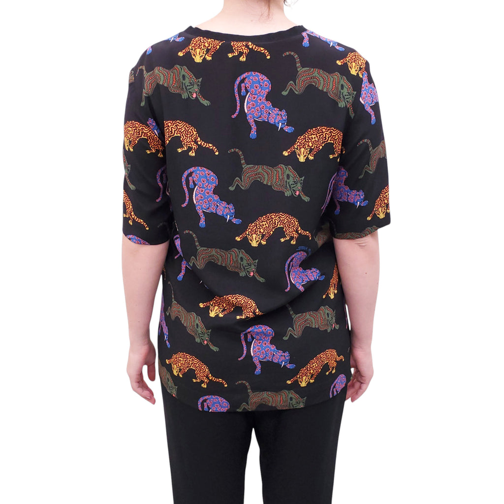 STELLA MCCARTNEY TIGER PATTERNED SHORT SLEEVE BLOUSE - SIZE 42