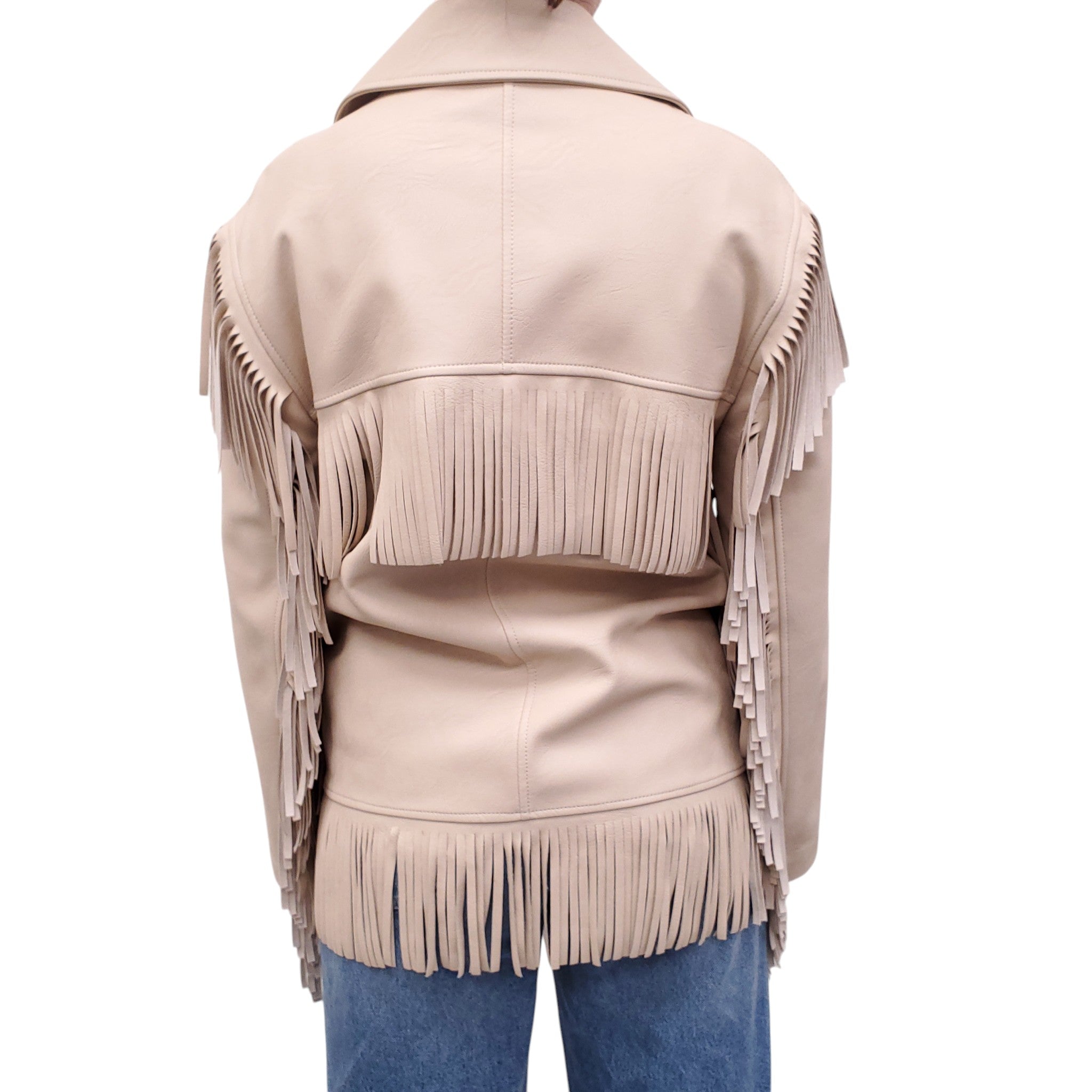 STELLA MCCARTNEY VEGAN LEATHER FRINGE JACKET - SIZE 40