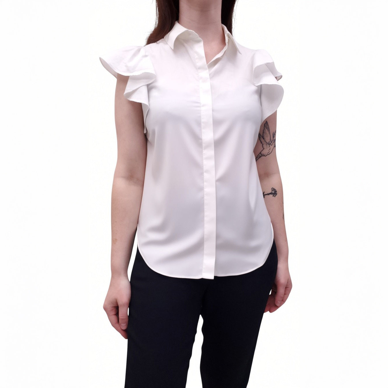 STELLA MCCARTNEY WHITE COTTON SHORT SLEEVE BLOUSE - SIZE 38