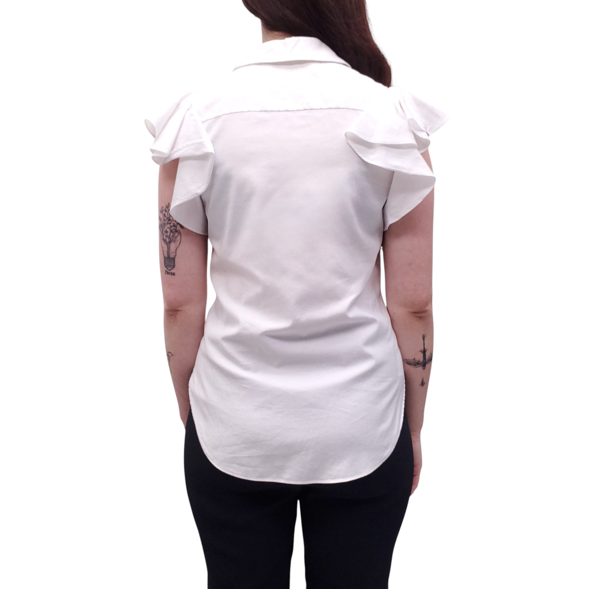 STELLA MCCARTNEY WHITE COTTON SHORT SLEEVE BLOUSE - SIZE 38