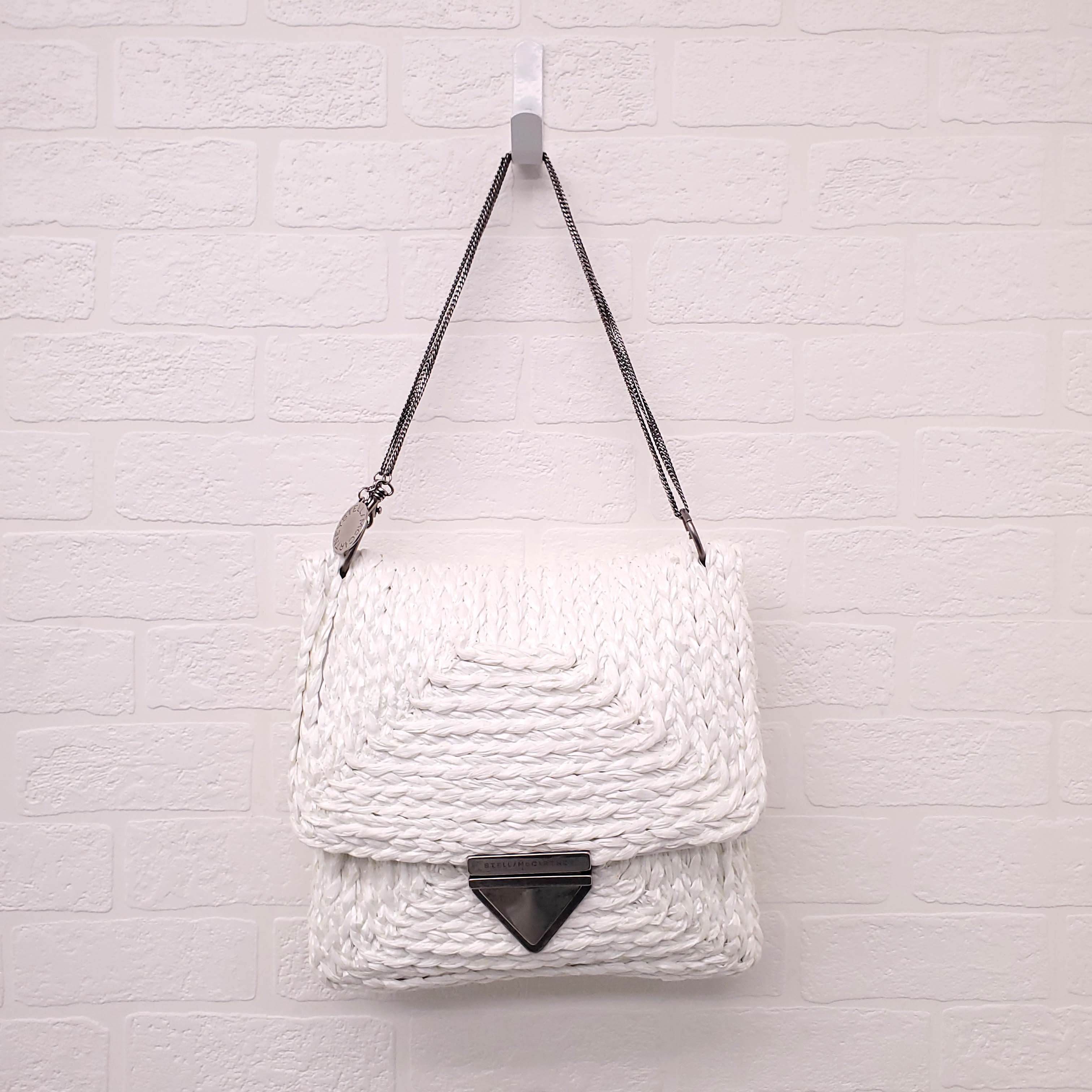 STELLA MCCARTNEY WHITE RAFFIA SHOULDER BAG
