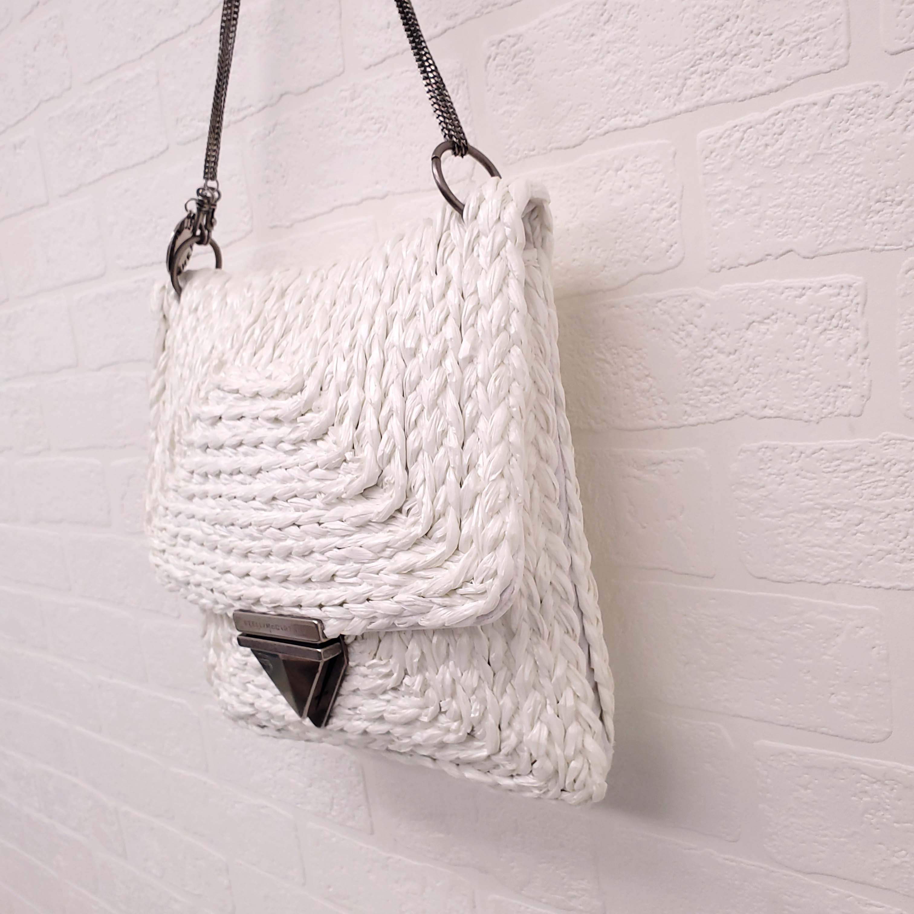 STELLA MCCARTNEY WHITE RAFFIA SHOULDER BAG