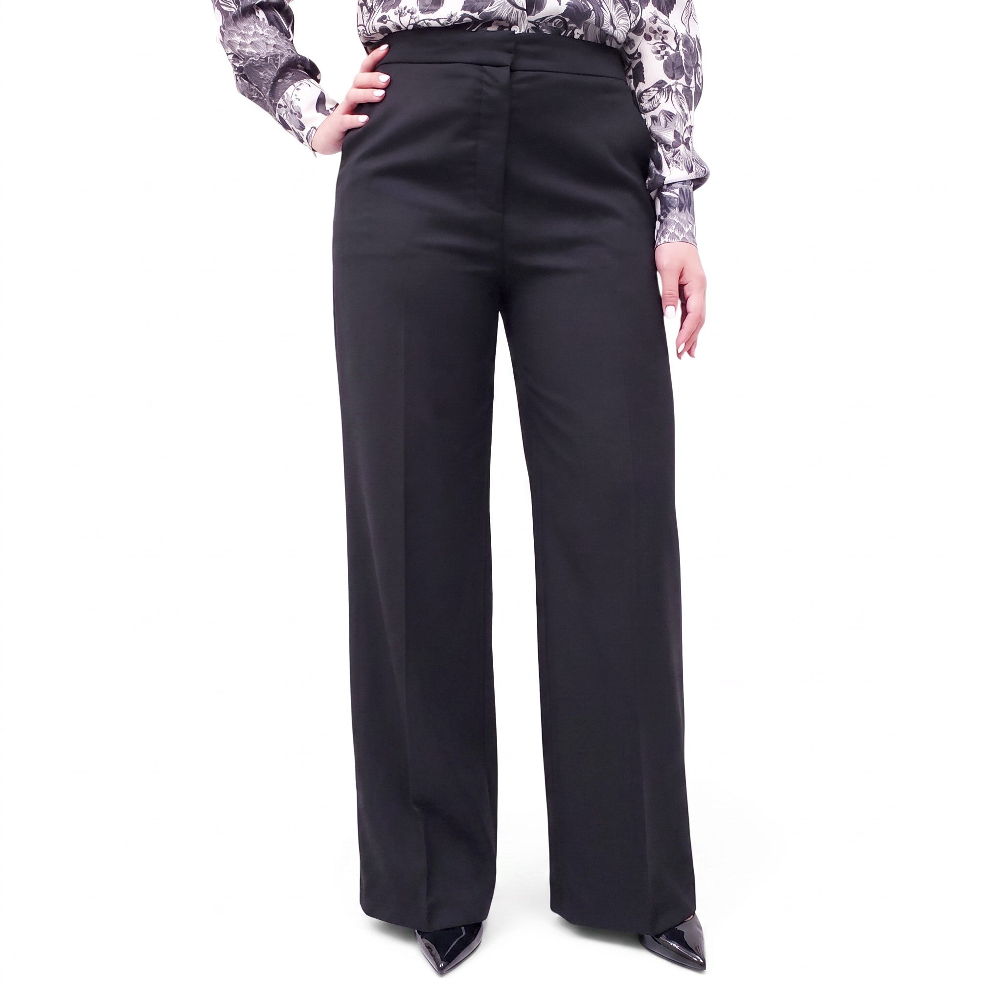 STELLA MCCARTNEY WIDE LEG BLACK TROUSERS - SIZE 44