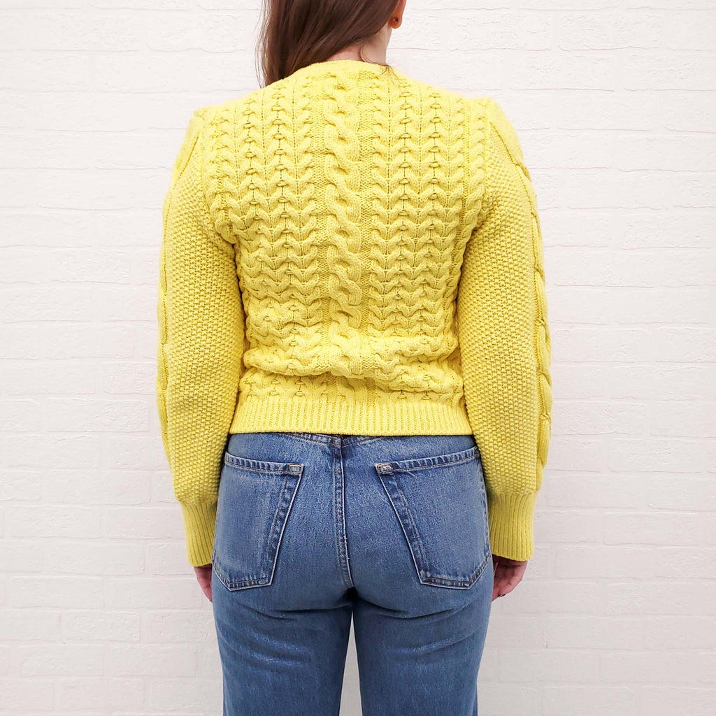 STELLA MCCARTNEY YELLOW CABLE KNIT SWEATER - SIZE 40