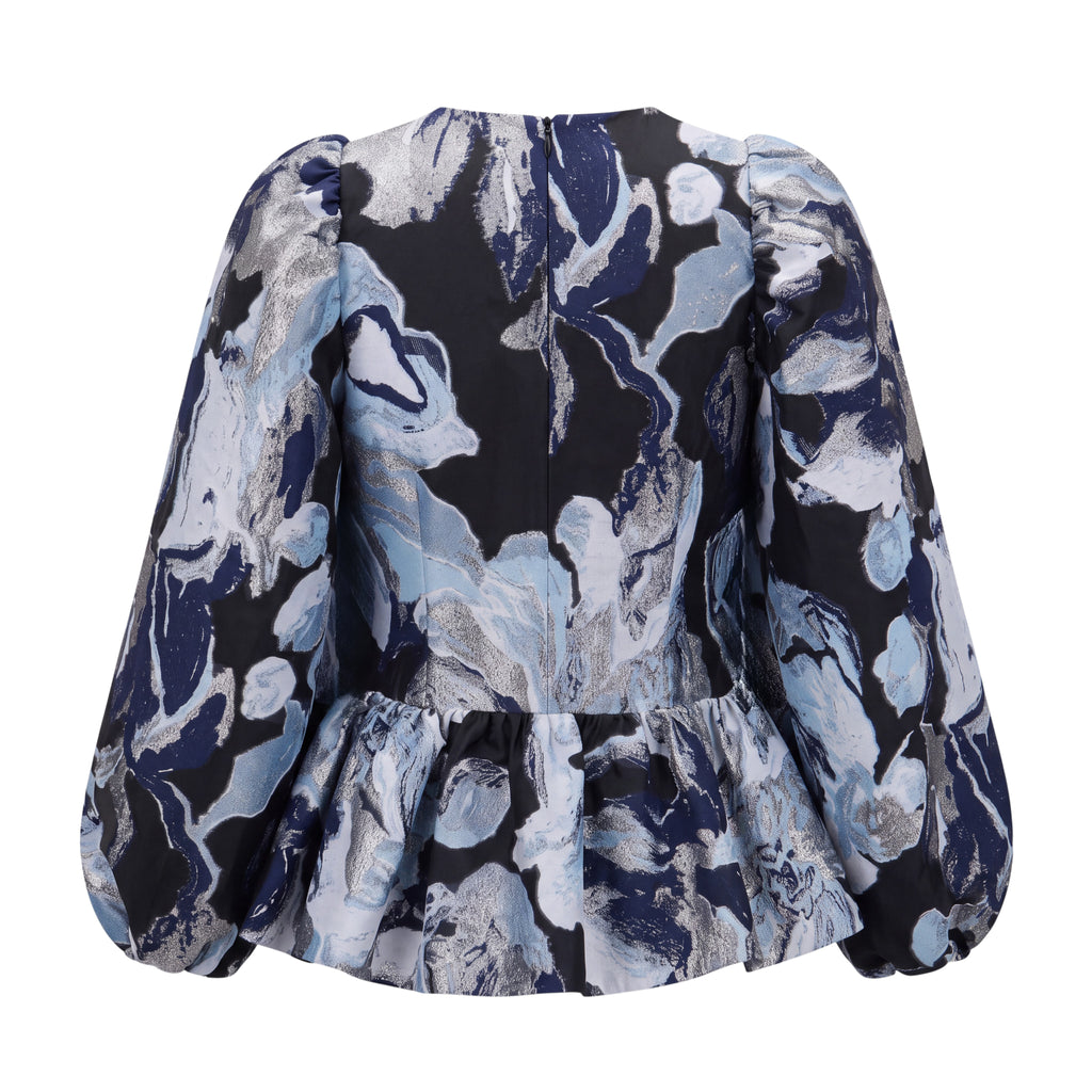 STINE GOYA BLUE METALLIC BLOUSE - SIZE M