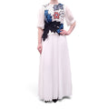 TALBOT RUNHOF WHITE EMBROIDERED PLEATED DRESS - SIZE 38