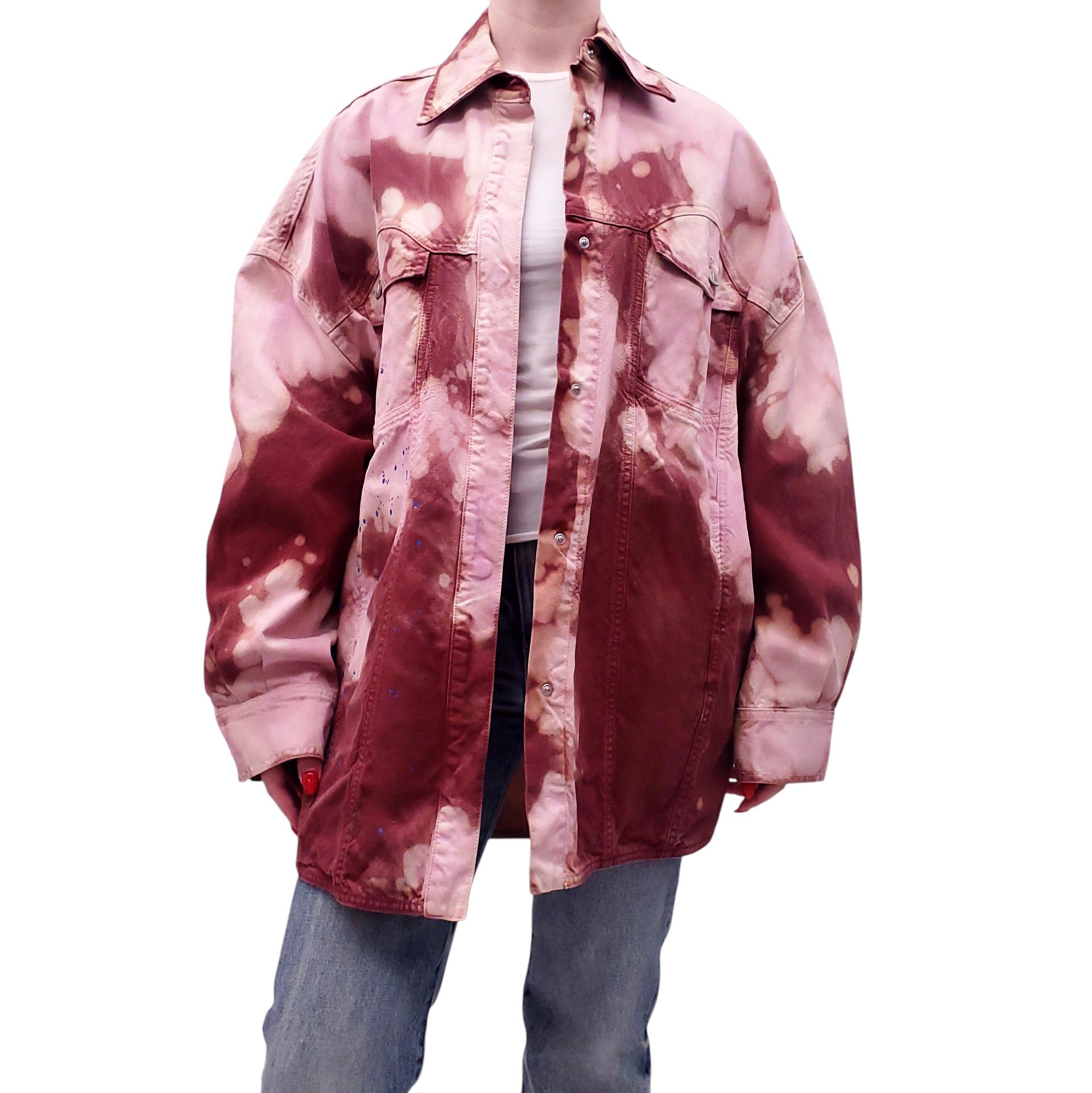 THE ATTICO PINK TIE DYE DENIM JACKET - SIZE L