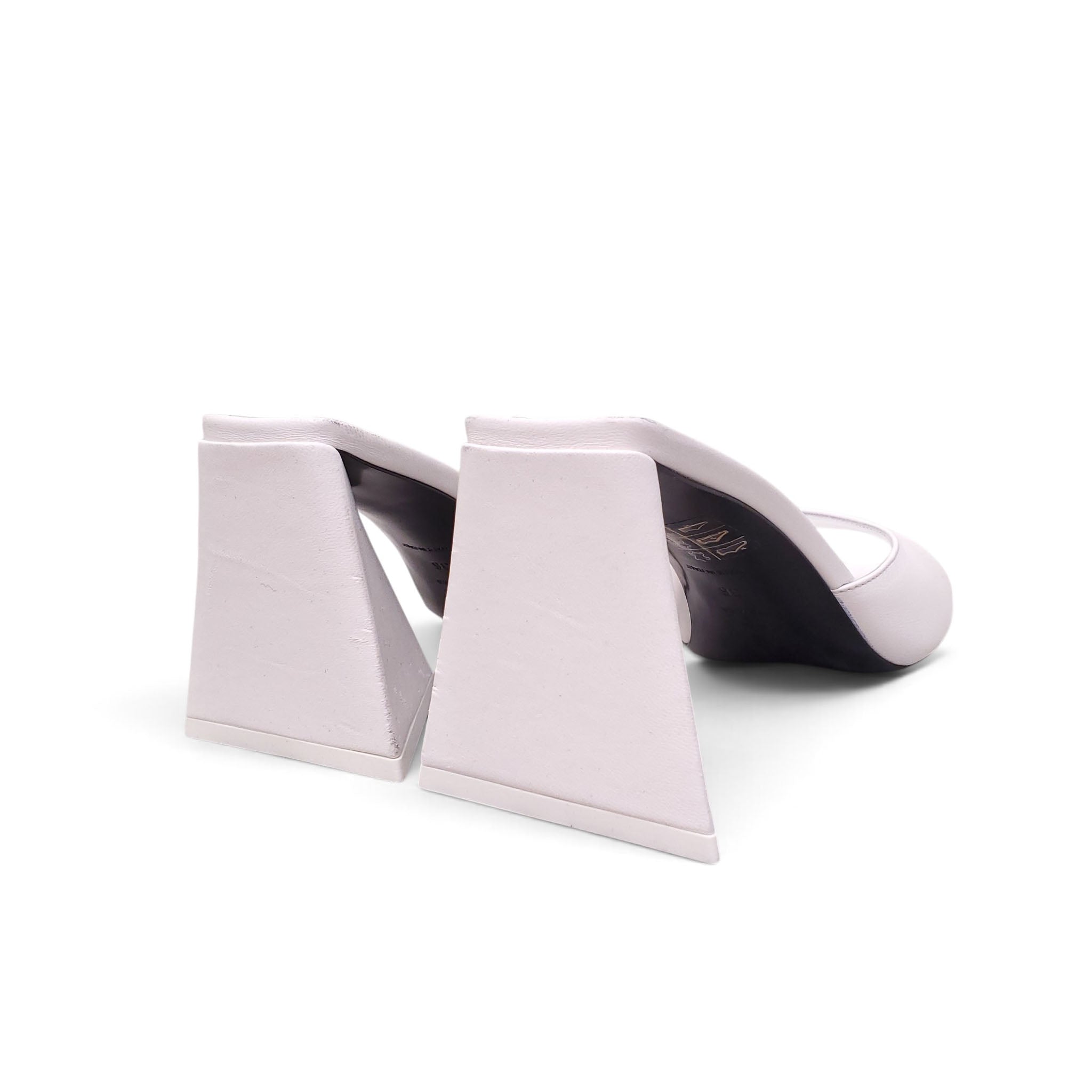 THE ATTICO WHITE PATENT MULES - SIZE 36