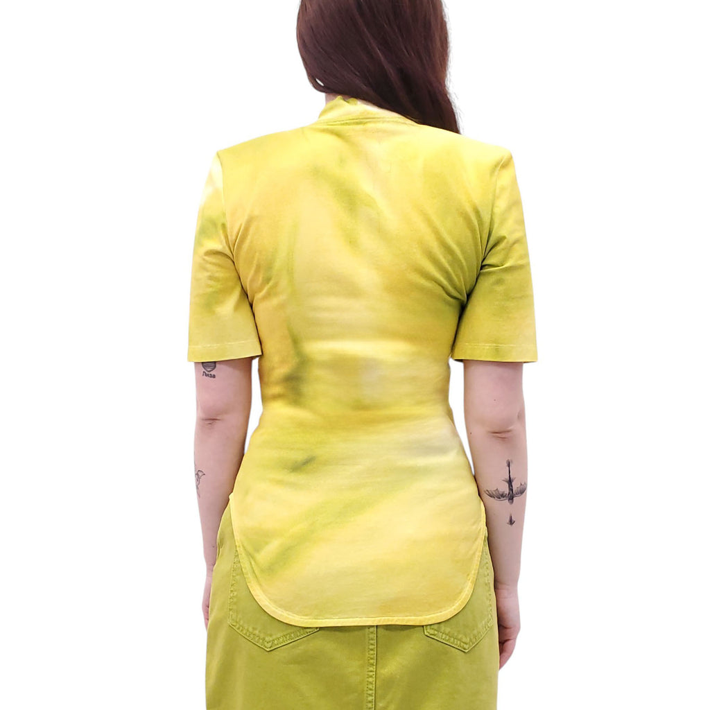THE ATTICO YELLOW AND GREEN TESSA T-SHIRT - SIZE 36